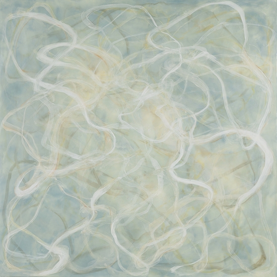 Betsy Eby, Chromatic Frequency No. 23, 2026, Encaustic and oil on panel, 48 x 48 x 2 inches