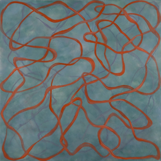 Betsy Eby, Chromatic Frequency No. 32, 2026, Encaustic and oil on panel, 60 x 60 x 2 inches