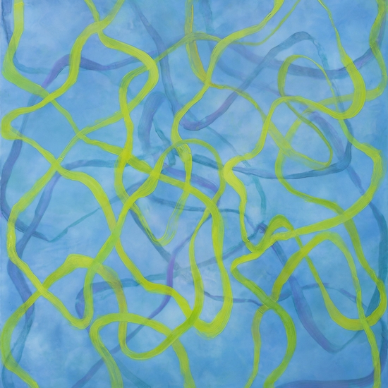 Betsy Eby, Chromatic Frequency No. 35, 2026, Oil and encaustic on panel, 50 x 44 x 2 inches