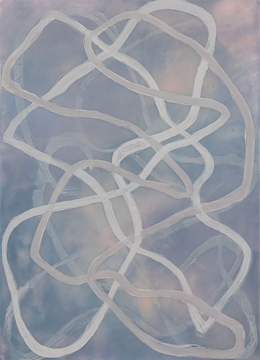 Betsy Eby, Chromatic Frequency No. 44, 2026, Oil and encaustic on panel, 21 x 15 x 2 inches