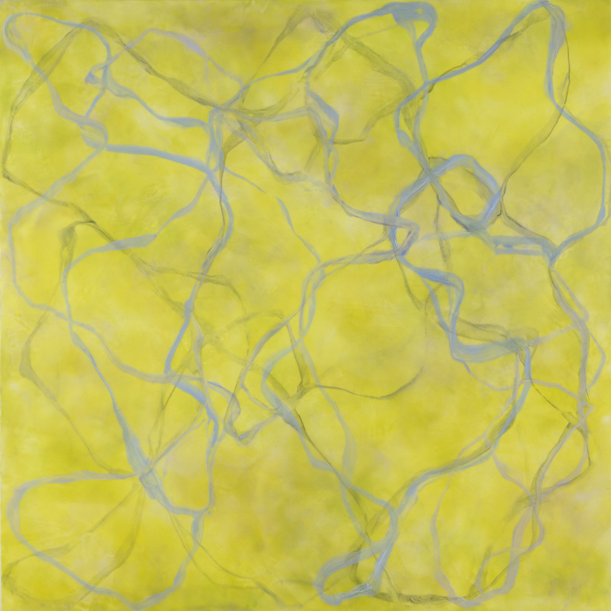 Betsy Eby, Chromatic Frequency No. 5, 2025, Encaustic and oil on panel, 60 x 60 x 2 inches