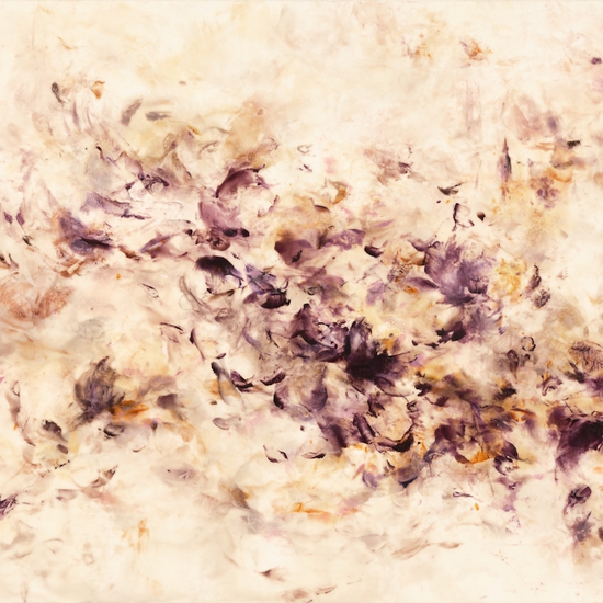 Betsy Eby: Consuela, 2023, Hot wax, cold wax, and oil on panel, 40 x 62 x 2 inches