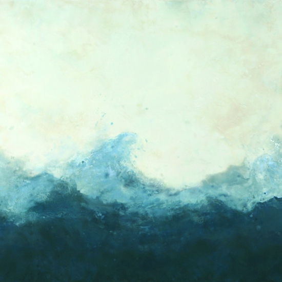 Betsy Eby, Blue Wave II, 2018, Encaustic on canvas over panel, 47.5 x 66 inches
