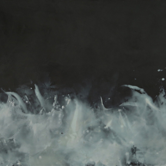 Betsy Eby creates encaustic pantings on canvas over panel, full of movement, inspired by music, water and organic forms