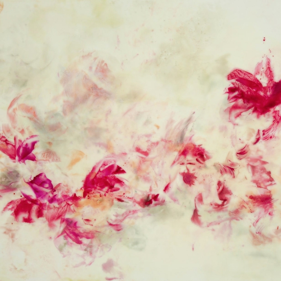 Betsy Eby: Life on Venus, 2020, Hot wax, cold wax, ink, and oil on panel, 30 x 48 inches