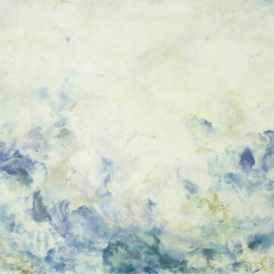 Betsy Eby: Lumière, 2020, Hot wax, cold wax, oil, and ink on panel, 30 x 48 inches