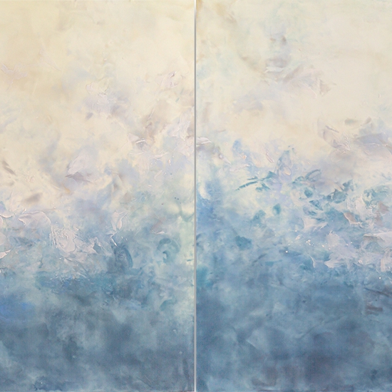 Betsy Eby: Noctuelles, 2020, Hot wax, cold wax, ink, and oil on panel, 48 x 96 inches