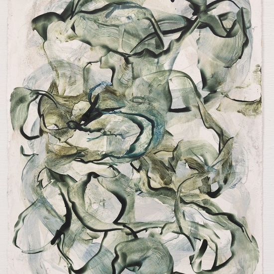 Betsy Eby: Spruce, 2023, Oil, cold wax, and dry pigment on prepared Arches paper, 15 x 11.25 inches