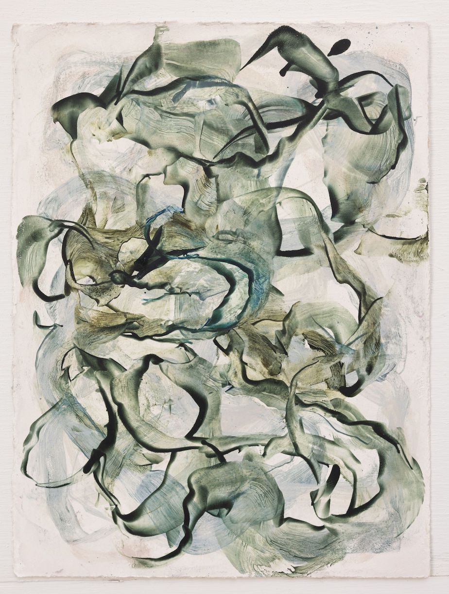 Betsy Eby: Spruce, 2023, Oil, cold wax, and dry pigment on prepared Arches paper, 15 x 11.25 inches