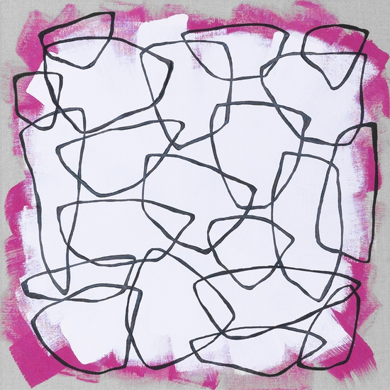 Mia Farrington: Calore, 2024, Acrylic on Raw Linen, 16 x 16 x 2.5 inches