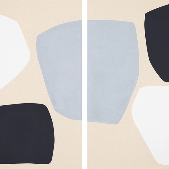Mia Farrington: Grigio I & II, 2022, Acrylic on raw canvas, 36 x 72 inches