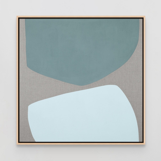 Mia Farrington: Juniper, 2022, Acrylic on raw linen, 36 x 36 inches (framed dimensions: 37.25 x 37.25 x 2.5 inches)