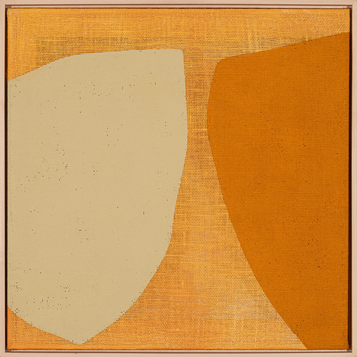 Mia Farrington, Lexington, 2026, Acrylic and ink on burlap, 24 x 24 inches, Framed size 25 x 25 x 2.5 inches