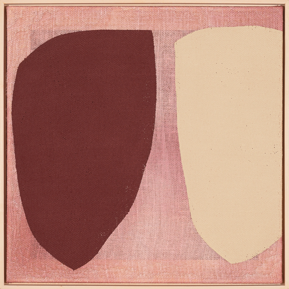 Mia Farrington, Luck (In Seven Parts), 2026, Acrylic and ink on burlap, 24 x 24 inches, Framed size 25 x 25 x 2.5 inches