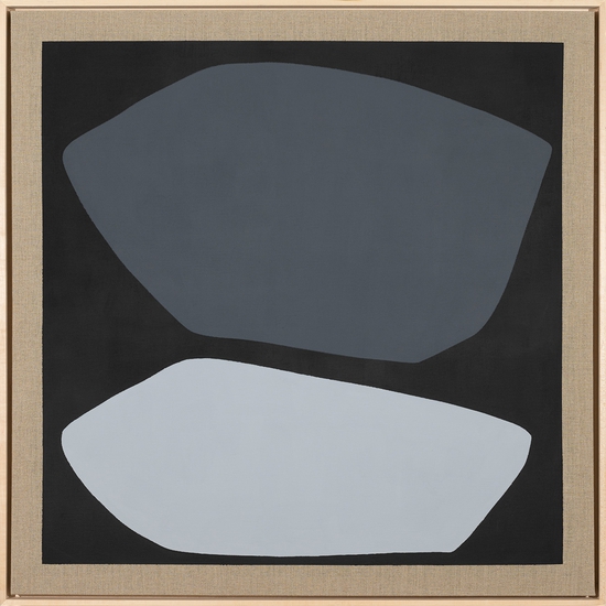 Mia Farrington: Notte, 2023, Acrylic on raw linen, 36 x 36 inches (framed: 37.25 x 37.25 x 2.5 inches)