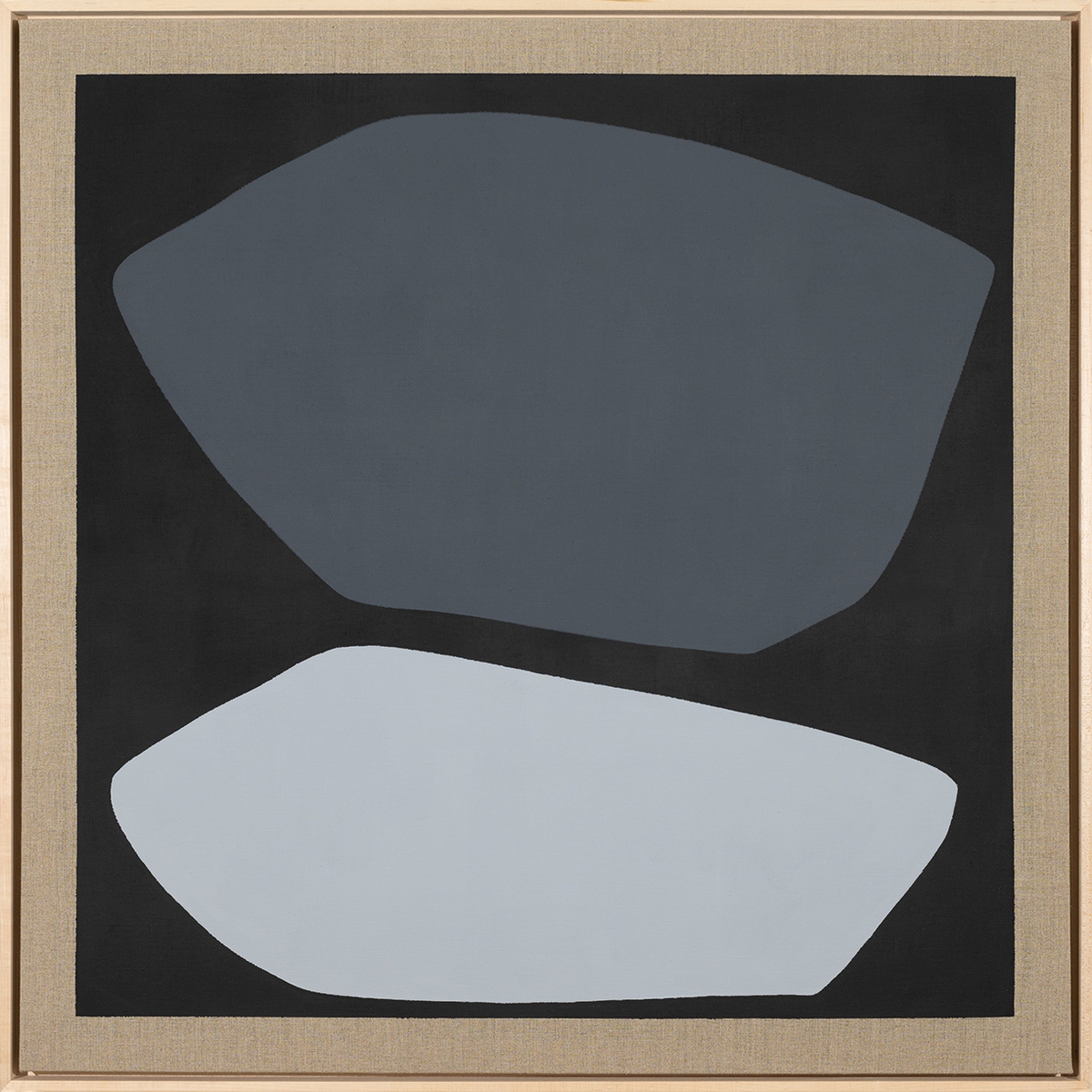 Mia Farrington: Notte, 2023, Acrylic on raw linen, 36 x 36 inches (framed: 37.25 x 37.25 x 2.5 inches)