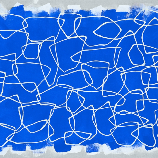 Mia Farrington: Onde, 2024, Acrylic on Raw Linen, 24 x 36 x 2.5 inches