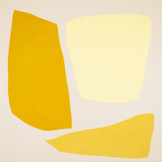 Mia Farrington: Oro II, 2022, Acrylic on raw canvas, 48 x 48 inches
