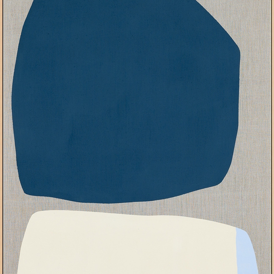 Mia Farrington: Blue Study No. 1, 2023, Acrylic on raw linen, 28 x 20 inches (framed dimensions: 29.5 x 21.5 x 2.5 inches)