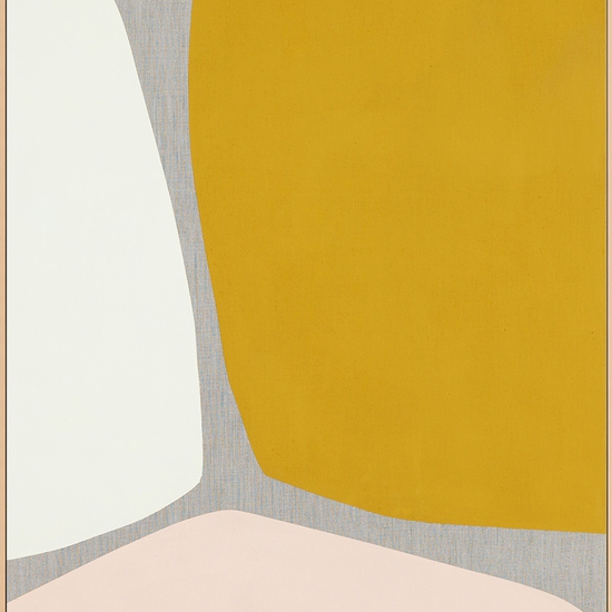 Mia Farrington: Ochre Study No. 1, 2023, Acrylic on raw linen, 28 x 20 inches (framed: 29.5 x 21.5 x 2.5 inches)