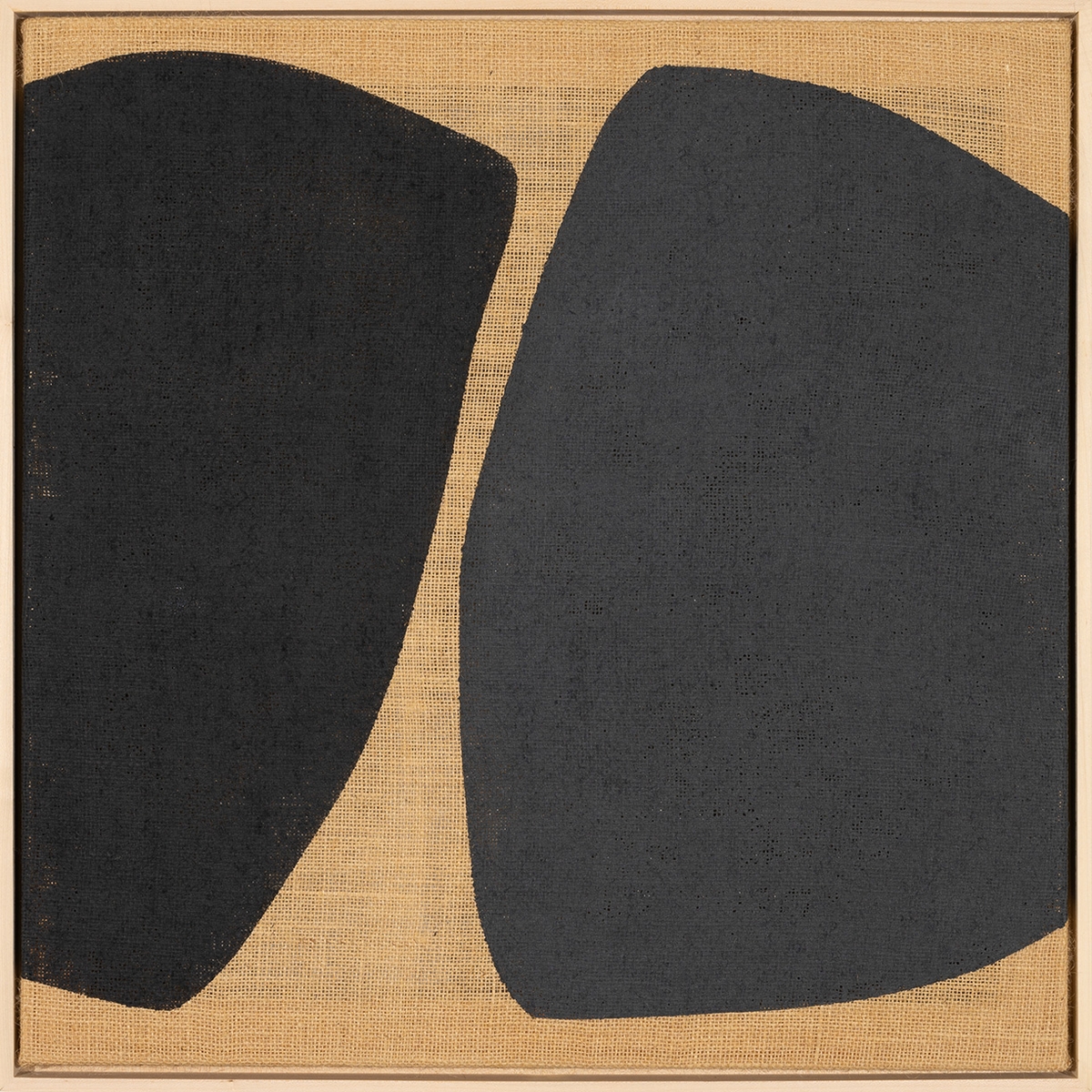 Mia Farrington, Untitled 4, 2026, Acrylic on burlap, 24 x 24 inches, Framed size 25 x 25 x 2 inches