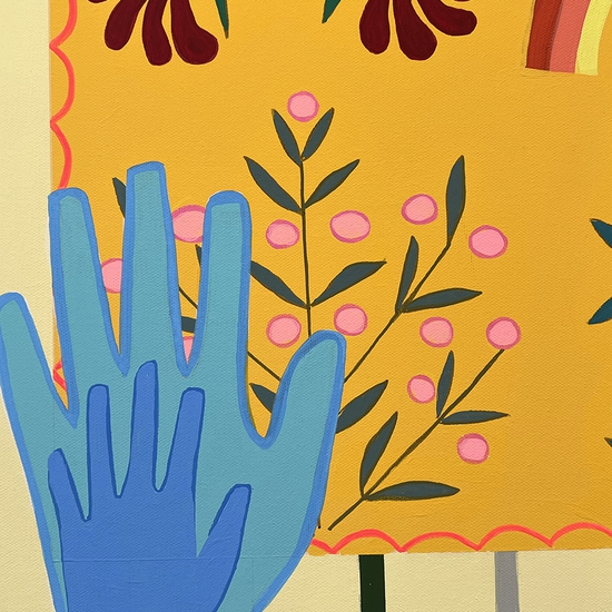 Detail of 'Peace Lily with Tugboat Tiger and Bits from Home'