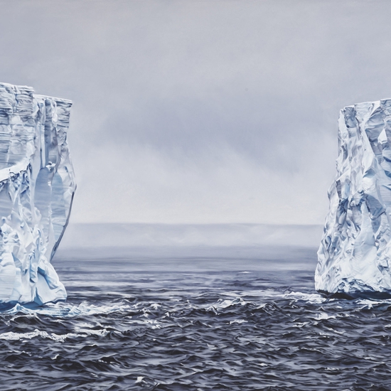 Zaria Forman, Winston Wachter Fine Art, Seattle, WA, art, gallery, iceberg, glacier, oil pastel, drawing, painting, nature, National Geographic, blue, ice, water, sky, global warming, climate change, melting,