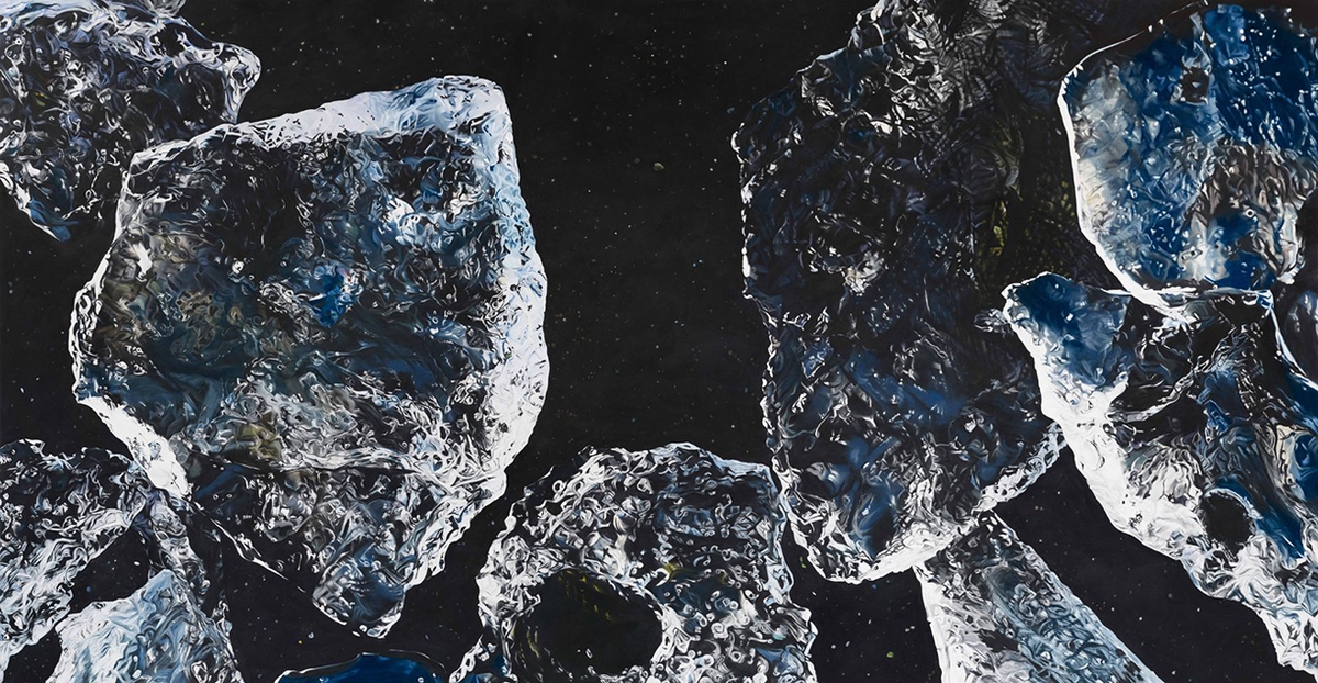 Zaria Forman, Fellsfjara, Iceland, No. 11, April 24, 2022, 2025, Fine art print, 40 x 77 inches, Paper size 42 x 79 inches, Edition of 15