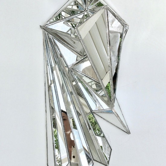 Shahla Friberg: AS-73019L, 2020, Glass, mirror, and lead free solder, 23.5 x 15.75 inches