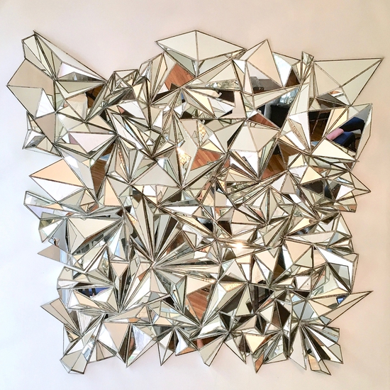 Shahla Friberg: Glissando, 2020, Glass mirror, and lead-free solder, 70.5 x 66 x 5 inches