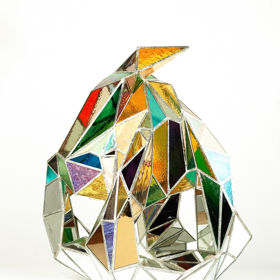 Untitled, 2020, Glass, mirror, lead free solder, and copper, 31 x 29 x 27 inches