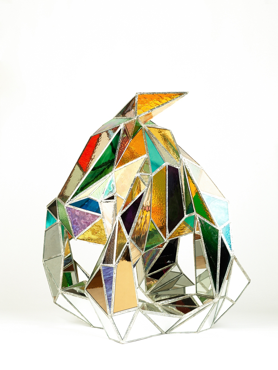 Untitled, 2020, Glass, mirror, lead free solder, and copper, 31 x 29 x 27 inches