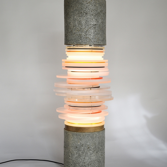 Matt Gagnon: Offset, 2020, Concrete, acrylic, aluminum, and LED, 50 x 15 x 15 inches