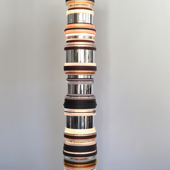 Matt Gagnon: Red Mirror, 2020, Polished aluminum, acrylic, painted MDF and LED, 70 x 10 x 10 inches