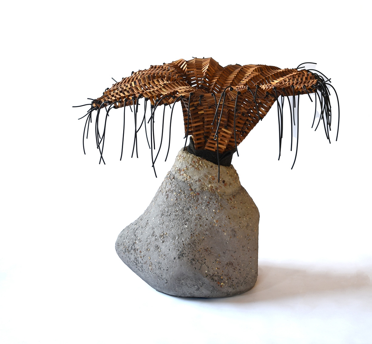 Matt Gagnon: Letting Go, 2023, Mortar, felt, and wood, 42 x 42 x 42 inches