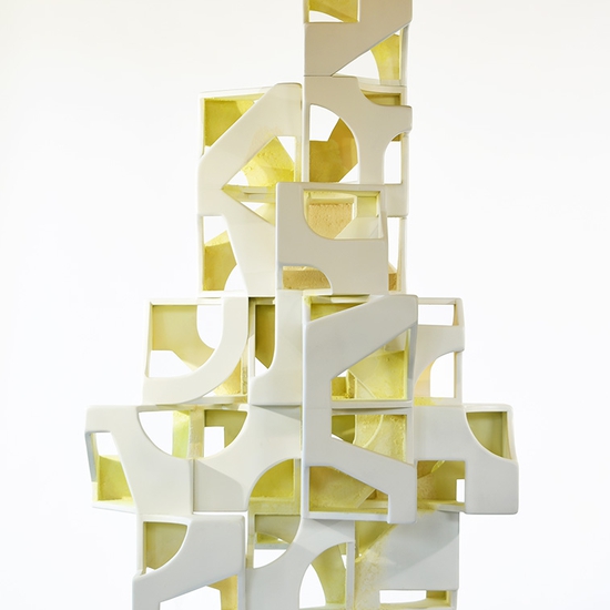 Matt Gagnon: Spatial Figment - Nest, 2023, Painted MDF, wood, and flocking, 98 x 48 x 39 inches