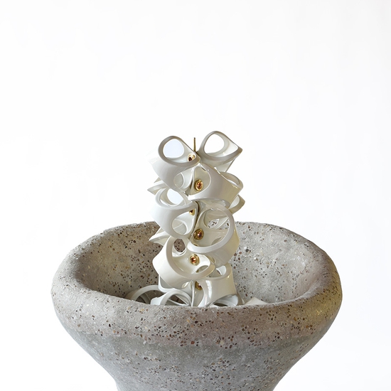 Matt Gagnon: Things We Hold On To, 2023, Mortar mix, ceramic shades, and steel, 42 x 39 x 39 inches