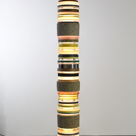 Matt Gagnon, Untitled (Yellow With Rocks), 2025, Mixed Media, 80.5x10.5x10.5 inches.