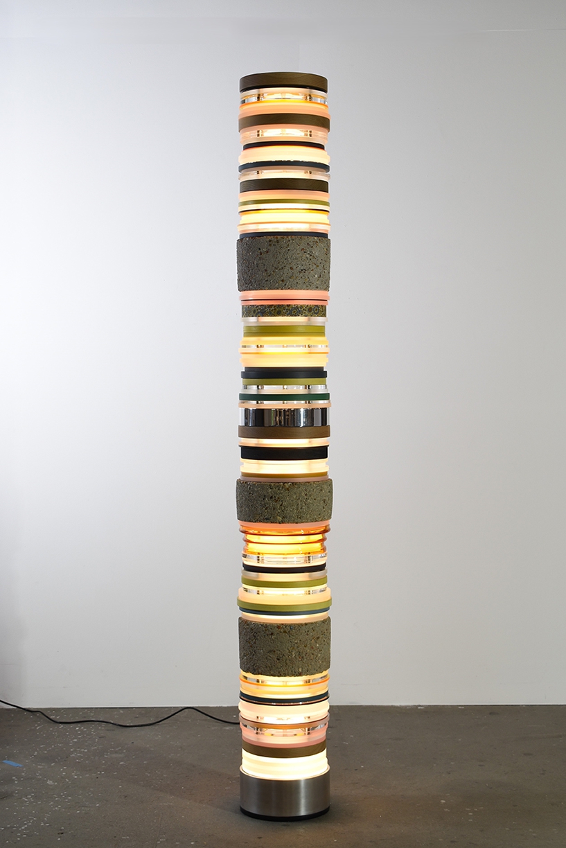 Matt Gagnon, Untitled (Yellow With Rocks), 2025, Mixed Media, 80.5x10.5x10.5 inches.
