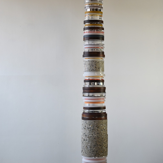 Matt Gagnon: Walnut & Polished Concrete, 2022, Concrete, acrylic, wood, steel and LED lights, 82 x 10.5 x 10.5 inches