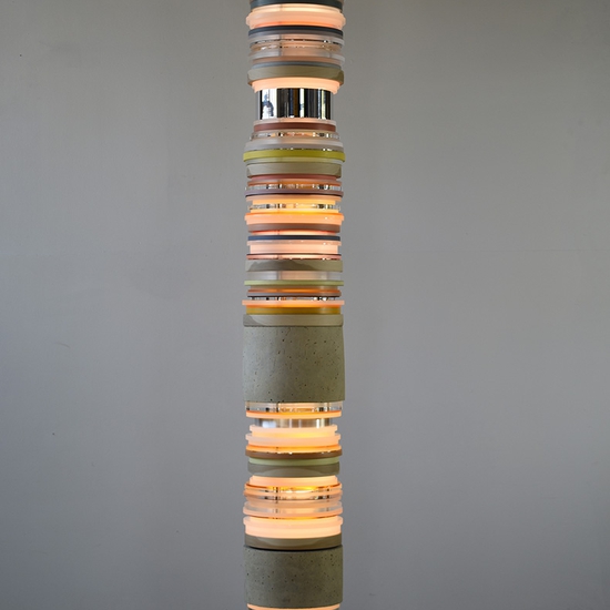 Matt Gagnon: Yellow Yellow, 2022, Concrete, aluminum, acrylic, painted MDF, poplar, steel, copper plating, 82 x 10.5 x 10.5 inches