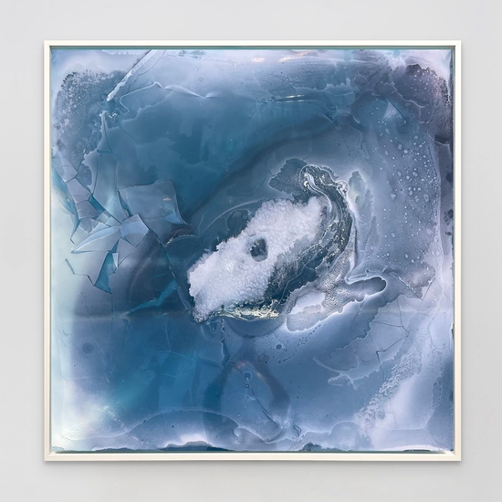 Alva Gallagher: Fractured, 2024, Cast plaster, glass and resin, 48 x 48 inches (framed 49.5 x 49.5 x 1.25 inches)