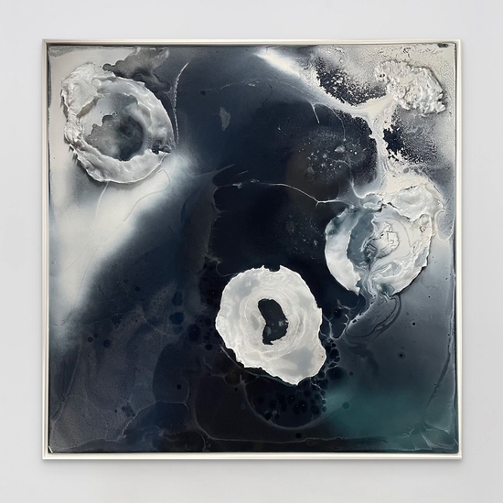 Alva Gallagher: Into The Deep, 2024, Cast plaster, glass and resin, 48 x 48 inches (framed 49.5 x 49.5 x 1.25 inches)