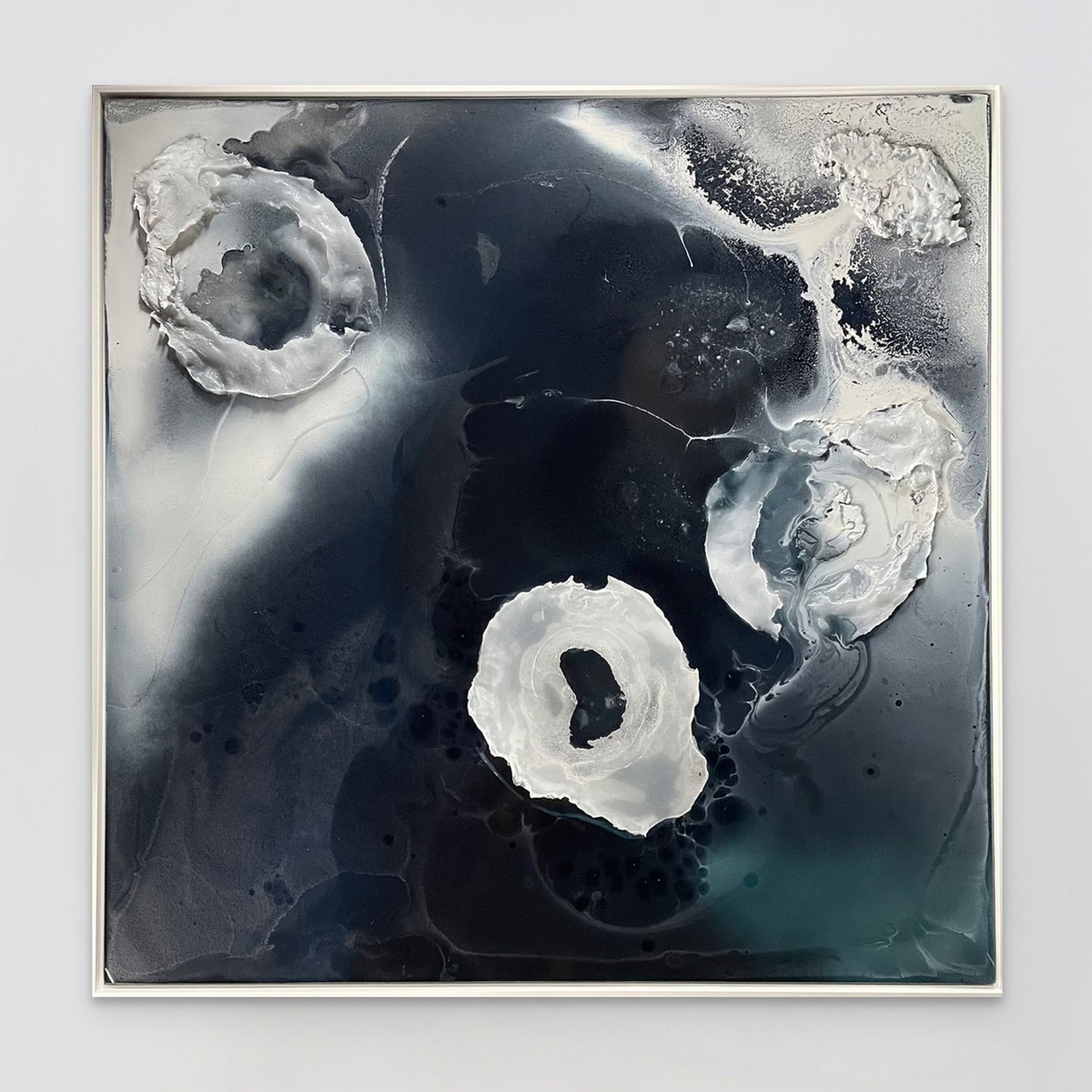 Alva Gallagher: Into The Deep, 2024, Cast plaster, glass and resin, 48 x 48 inches (framed 49.5 x 49.5 x 1.25 inches)