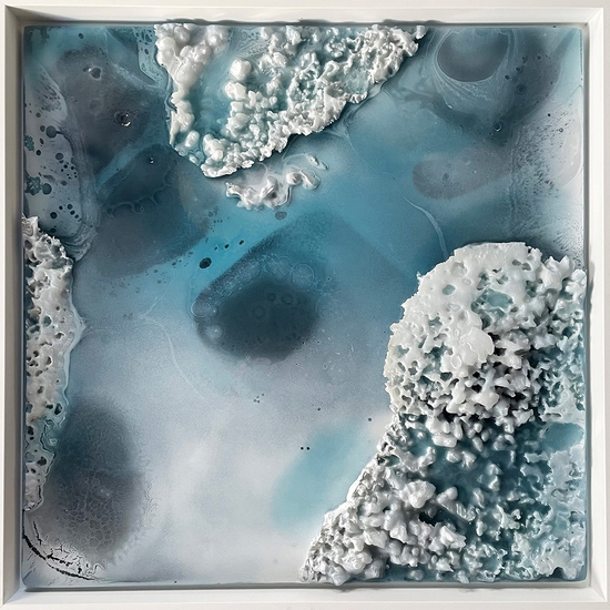 Alva Gallagher: Névé (2), 2022, Cast resin, 24.25 x 25.5 x 2 inches (framed dimensions: 25.5 x 25.5 x 2 inches)