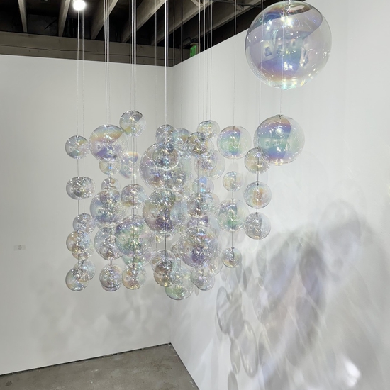 Alva Gallagher: One Last Breath, 2024, Blown glass and steel, 90 x 48 x 48 inches