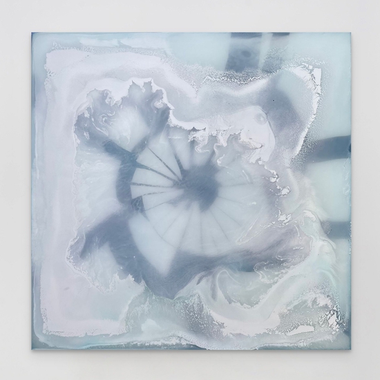Alva Gallagher: Shattered, 2024, Cast plaster and resin, 24 x 24 x 0.5 inches