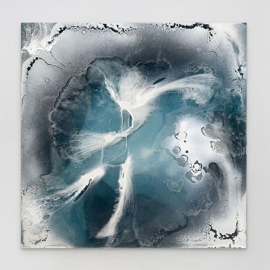Alva Gallagher: Storm, 2023, Resin, wood and concrete, 24 x 24 x 1.5 inches