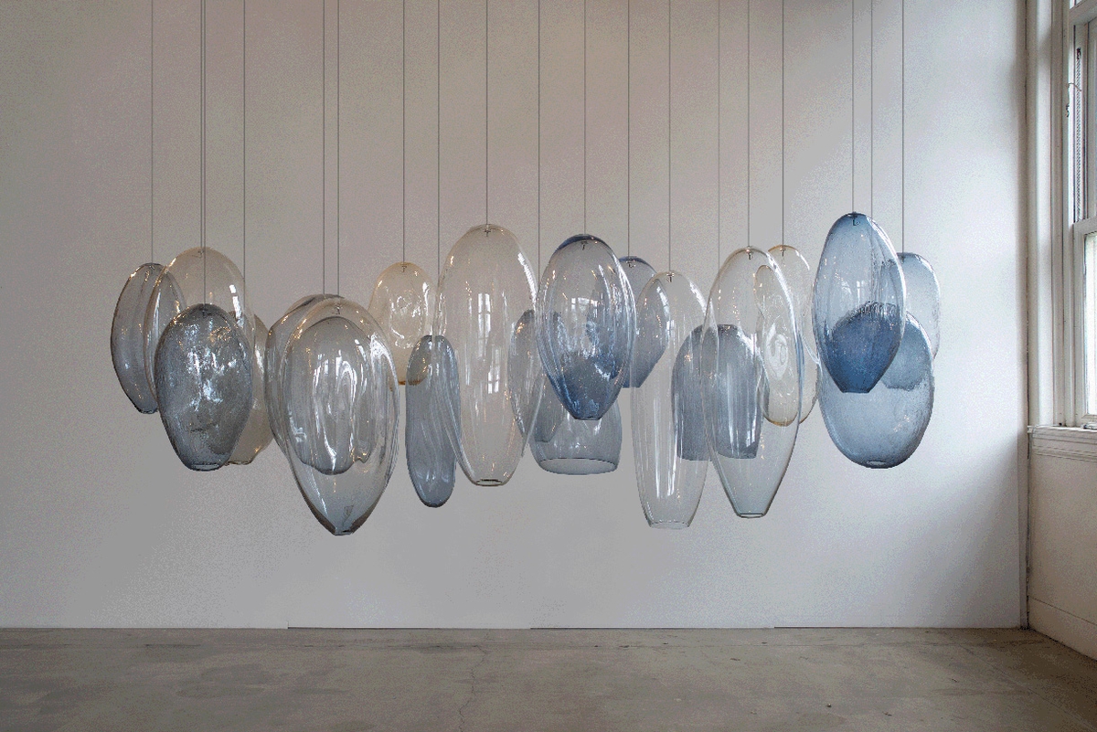 Ann Gardner, Blue Wave 2, 2026, Blown glass, 36 x 106 x 46 inches