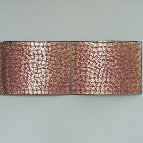 Ann Gardner, Untitled Mosaic 2, 2023, Glass, concrete, and steel, 18 x 48 x 2.75 inches